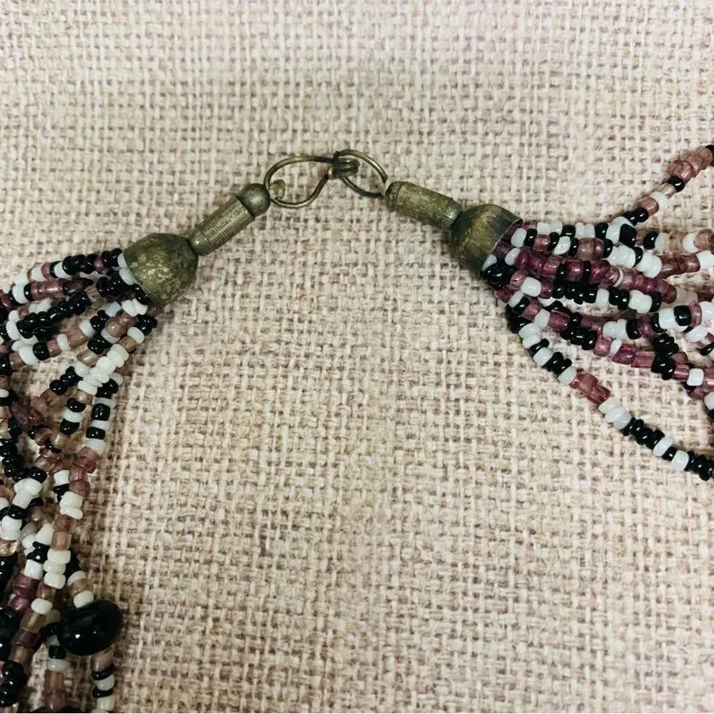 Multi Strand Glass Beaded Leaf Bead Necklace‎